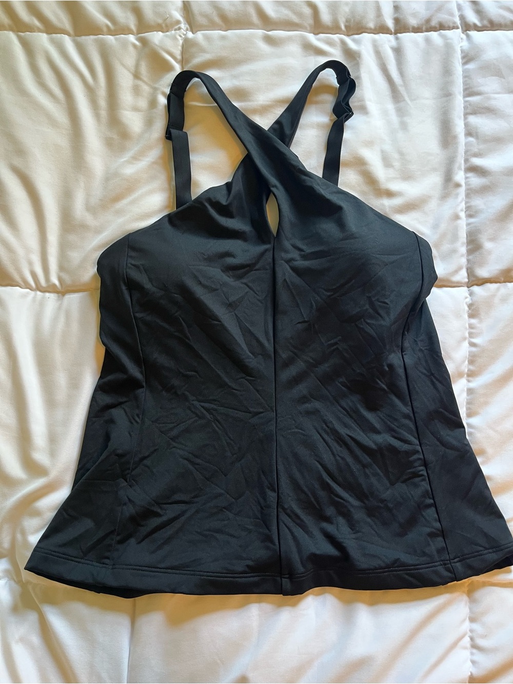 Athleta Black Cross-Back Swim Tankini Top Size Medium. New without tags.